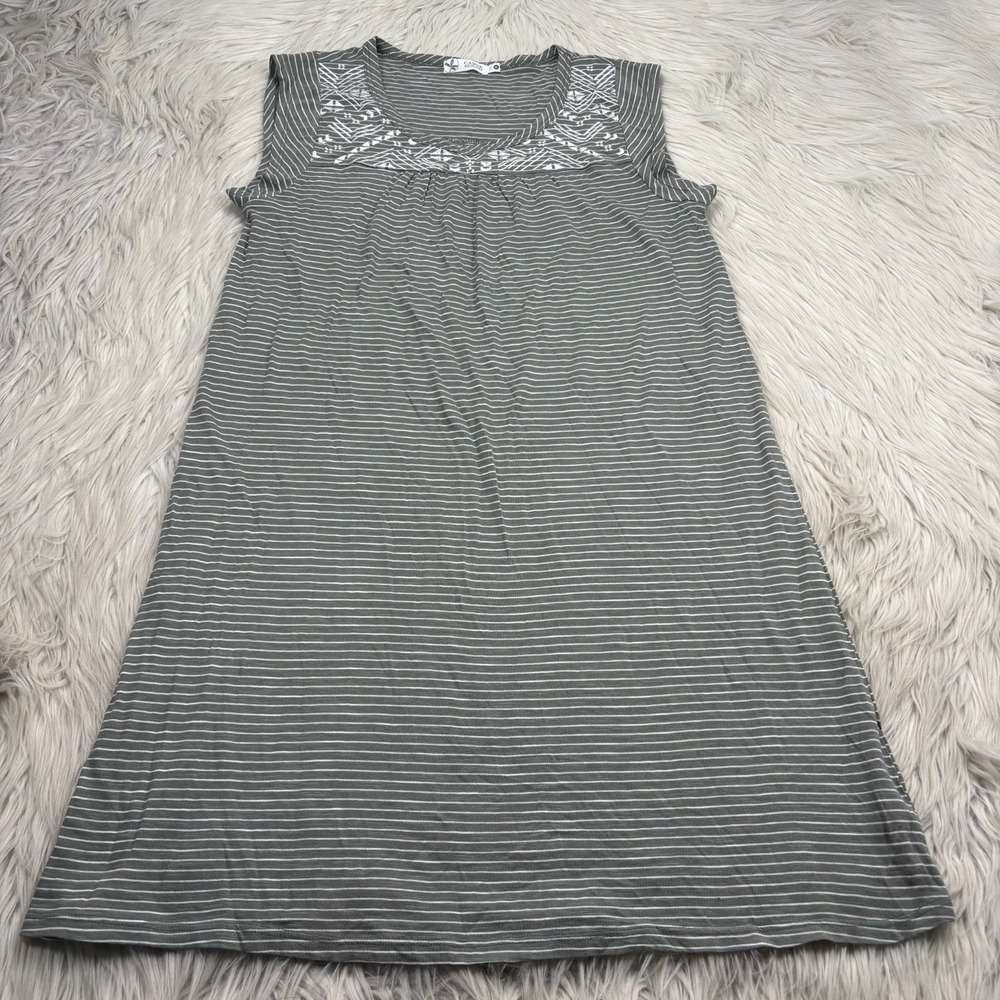 Carve Designs Women's M Olive Striped Shift T-Shirt Dress Embroidered Boho Beach - Picture 1 of 5